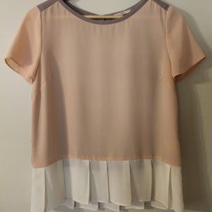 41 Hawthorn Light Pink Button Back Peplum Top